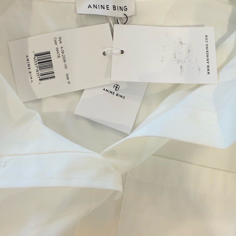 Anine Bing Oversized Mika Crisp Cotton Poplin White Shirt NWT - Picture 9 of 14